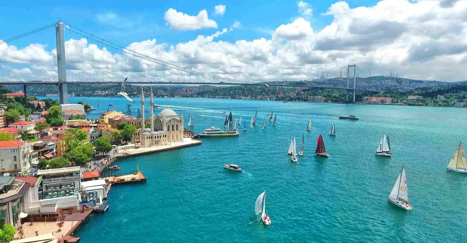 Istanbul Bosphorus with Ortakoy Mosque and Bosphorus Bridge